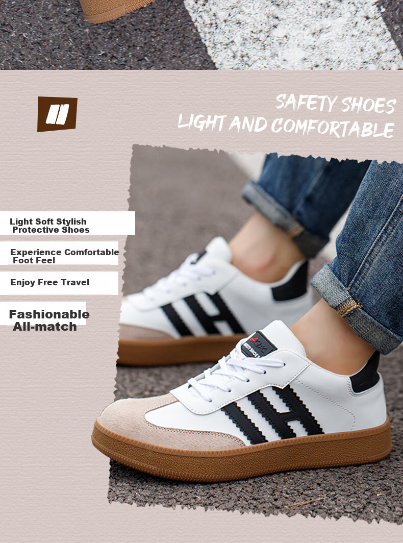 LAOGUANJIA Men's Safety Shoes, Breathable, Odor-Resistant, Steel Toe Cap, Anti-Smashing, Anti-Puncture, Protective Work Shoes, Comfortable And Durable, Size 42 2
