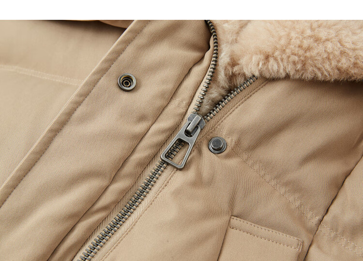 Dme 【Warmth Expert】Winter 90% Duck Down Faux Shearling Spliced Lapel Piping Triple-Layer Craft Women's Down Jacket 3