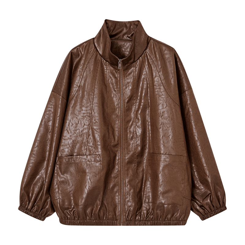 Demana [Hong Kong Style Time] Autumn Vintage Retro Old Coin Design Wrinkled Lapel Loose Small Size Women's Jacket
