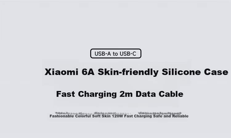 MI 6A Skin-Friendly Silicone Type-A to Type-C Fast Charging Data Cable, 2m, Blue 1
