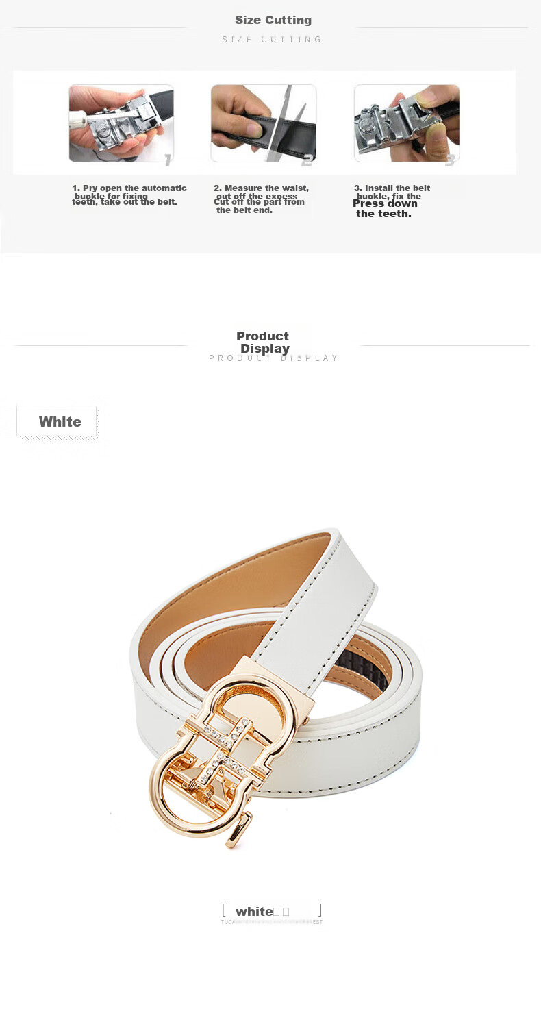 TUCANO Women's Leather Belt with Automatic Buckle, Versatile Fashion Waist Belt, Practical Birthday Gift for Women on May 20 6