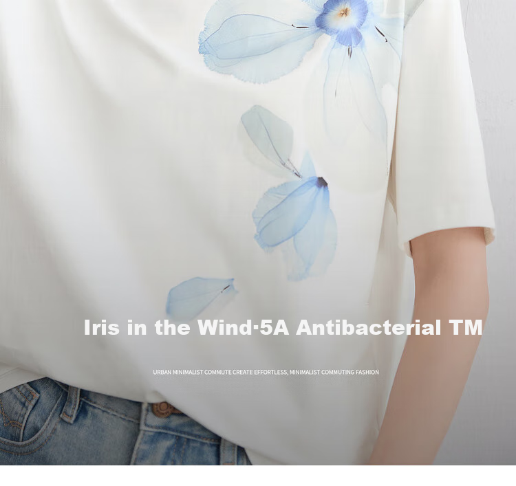Sentubila Cotton-Padded Tie-Dye Iris Round Neck Drop Shoulder Short Sleeve T-Shirt for Women, Summer Commute Loose Fit Slimming Elegant Top 1