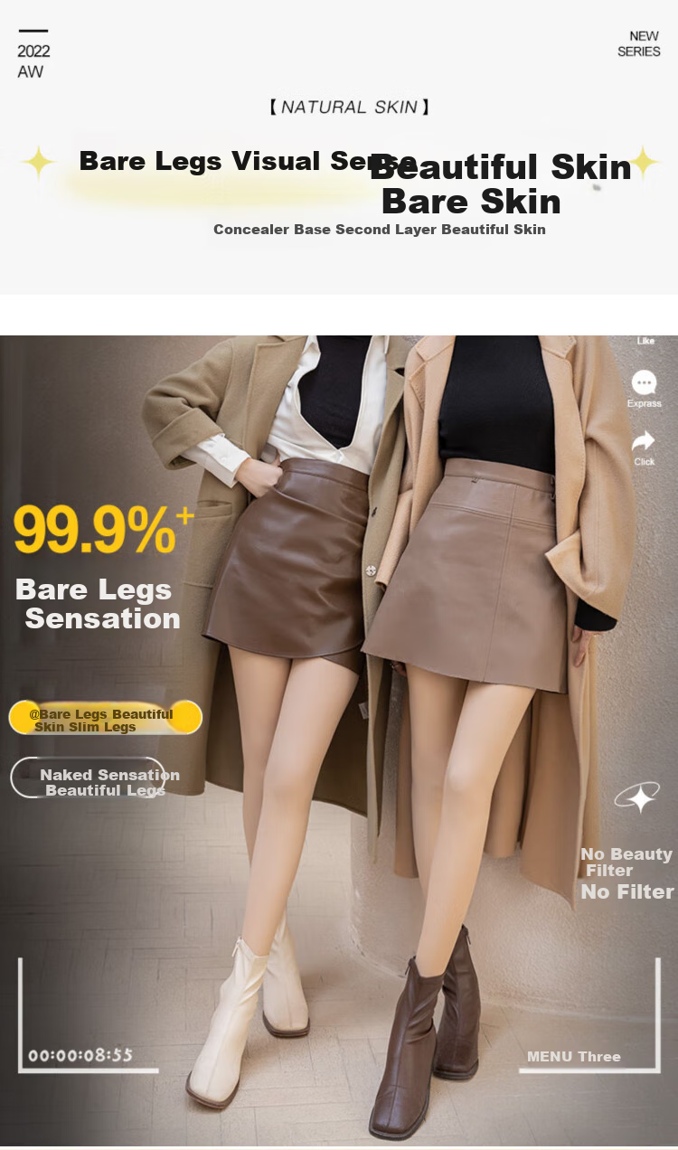 LangSha Women's Leggings for Outdoor Wear, Bare-Leg Effect, Spring Autumn Winter Fleece-Lined Thick Warm Cotton Pants Socks, Two Pairs of Thick Autumn Pants 3