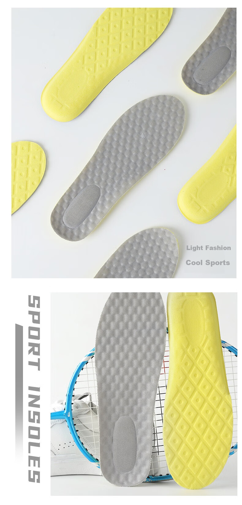 FOOTOPPO Squishy Insoles for Men, Shock-Absorbing Soft Cushioning Running Insoles for Women, Thick Ultra-Soft Military Training Soft Sole Insoles 9