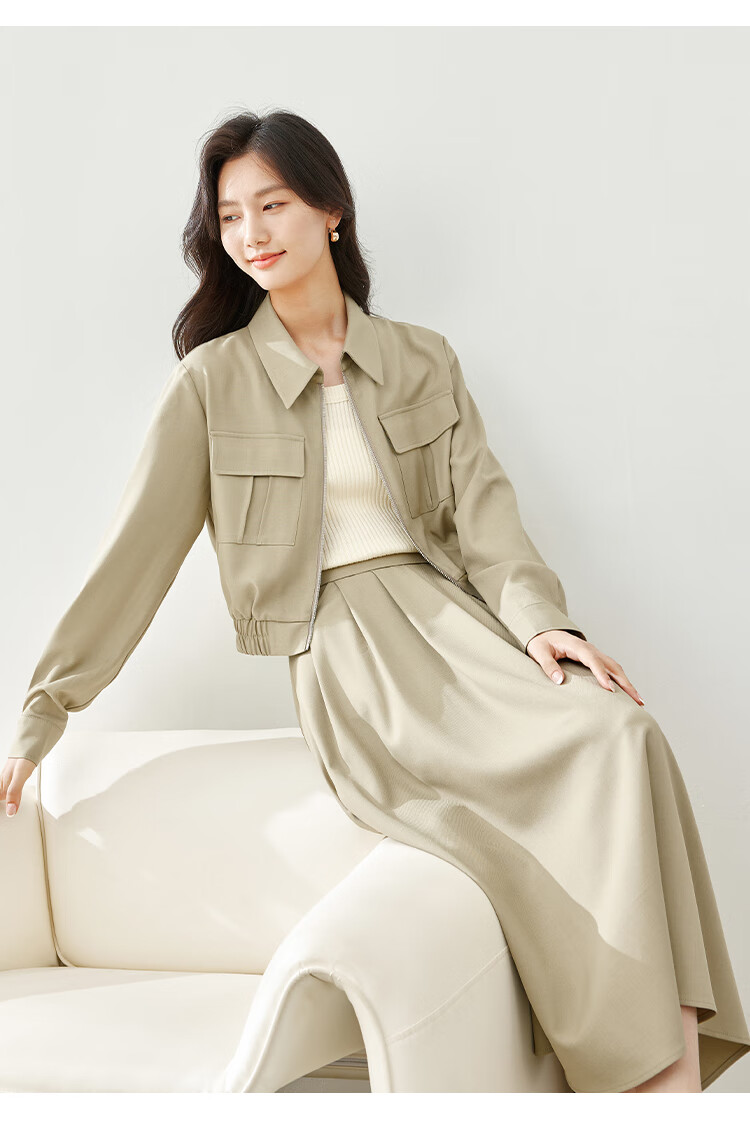 Vimly Women's Stylish Two-Piece Dress Set Spring New Elegant High-Quality Top Gray M 20