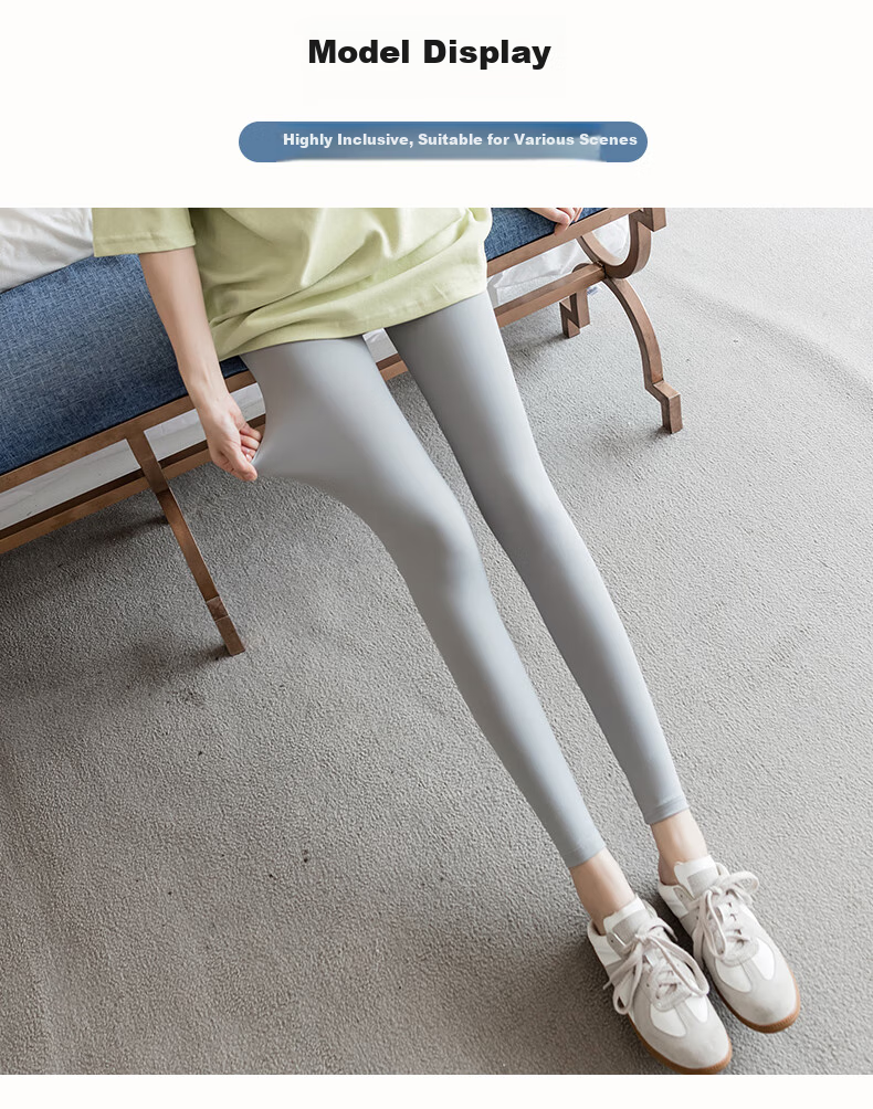 LangSha Women's Ice Silk Leggings for Outer Wear, Summer Thin Elastic Silky Tight High-Waist Slimming Cropped Pants 18