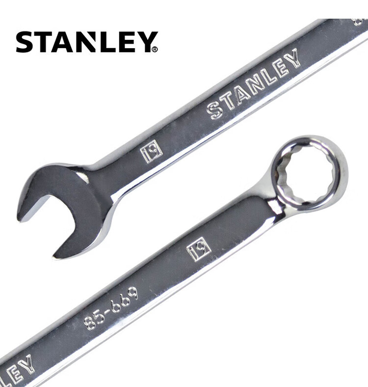 STANLEY Heavy-Duty Precision Polishing Dual-Purpose Long Wrench, Plum Blossom Open-End Wrench, Metric Fixed Wrench for Mobile Phone Repair, 15mm 85-665 7