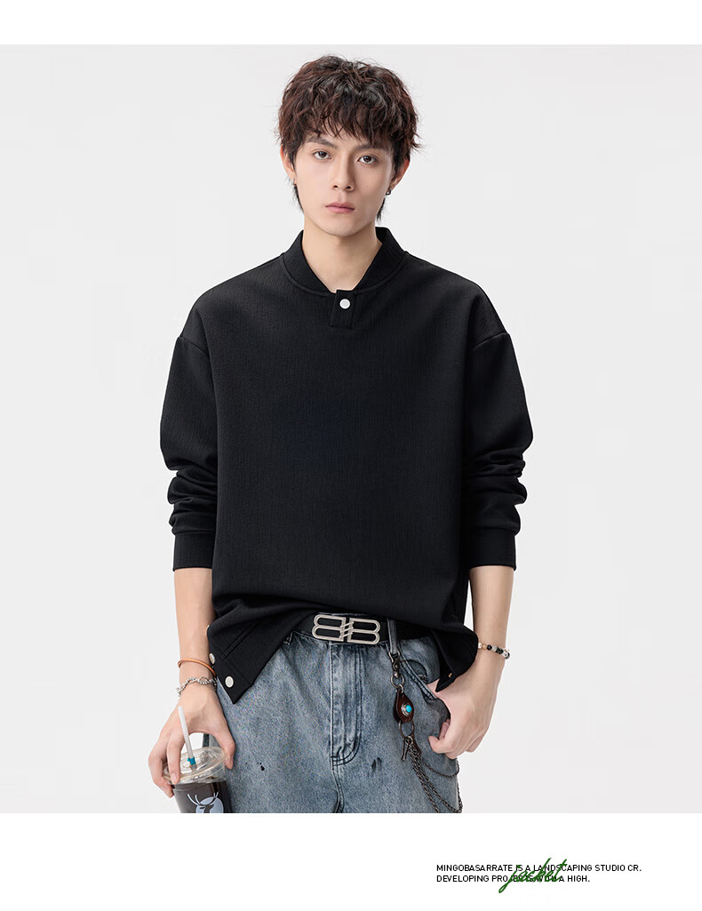 MMOPTOP Japanese Style Vintage Henry Collar Sweatshirt Autumn Winter Men's Warm Casual Sweatshirt MWY28 Coffee XL 9