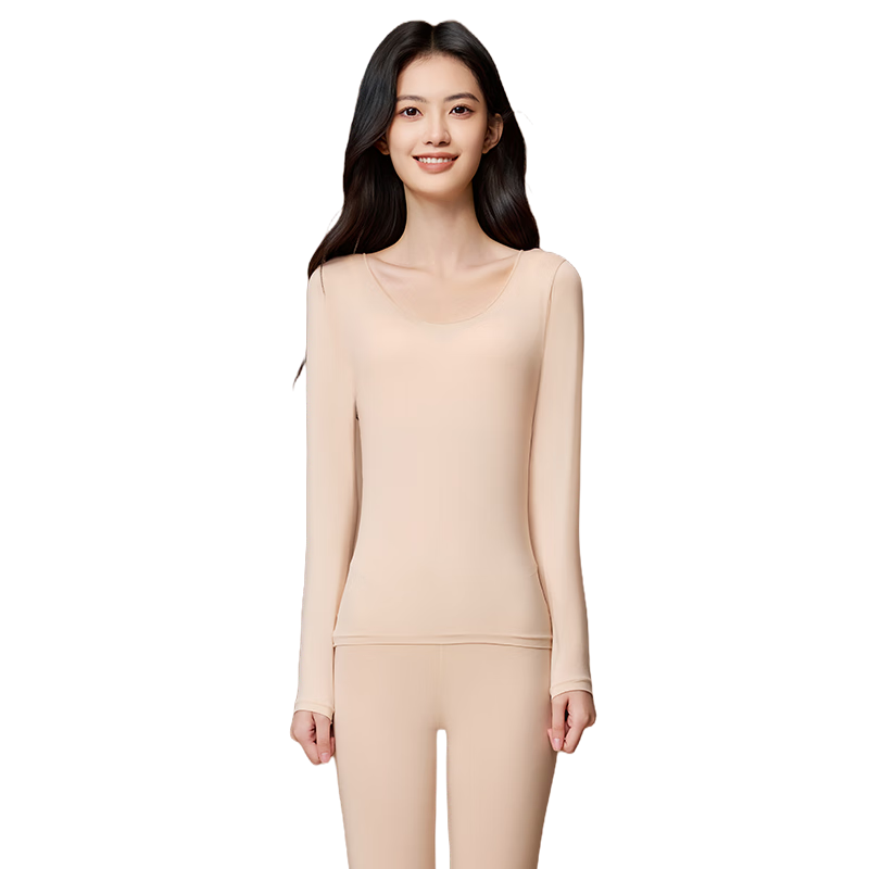 MiiOW Women's Skin Care Ultra-Lightweight Seamless Slim Fit Wide Neck Autumn Winter Thermal Underwear Set
