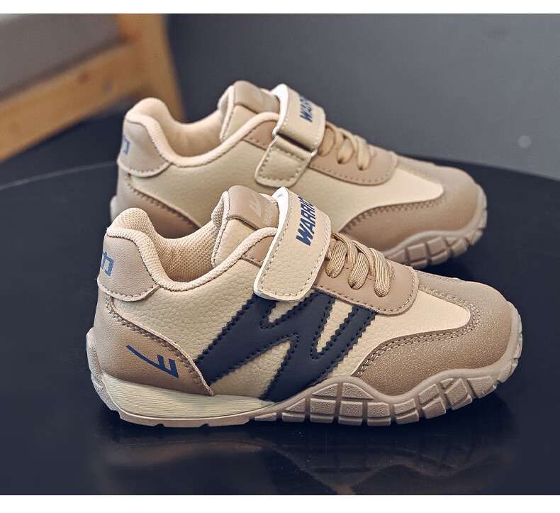 Warrior Girls' Sports Shoes Spring and Autumn White Sneakers Lightweight Kids Running Shoes WZ-1643 Beige/Purple Size 28 5