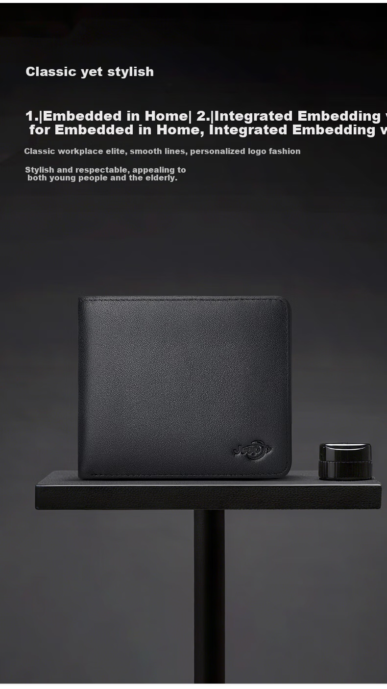 JEEP Wallet for Men, Short Style with Multiple Card Slots, Top-Grain Leather Billfold, Birthday Gift 2