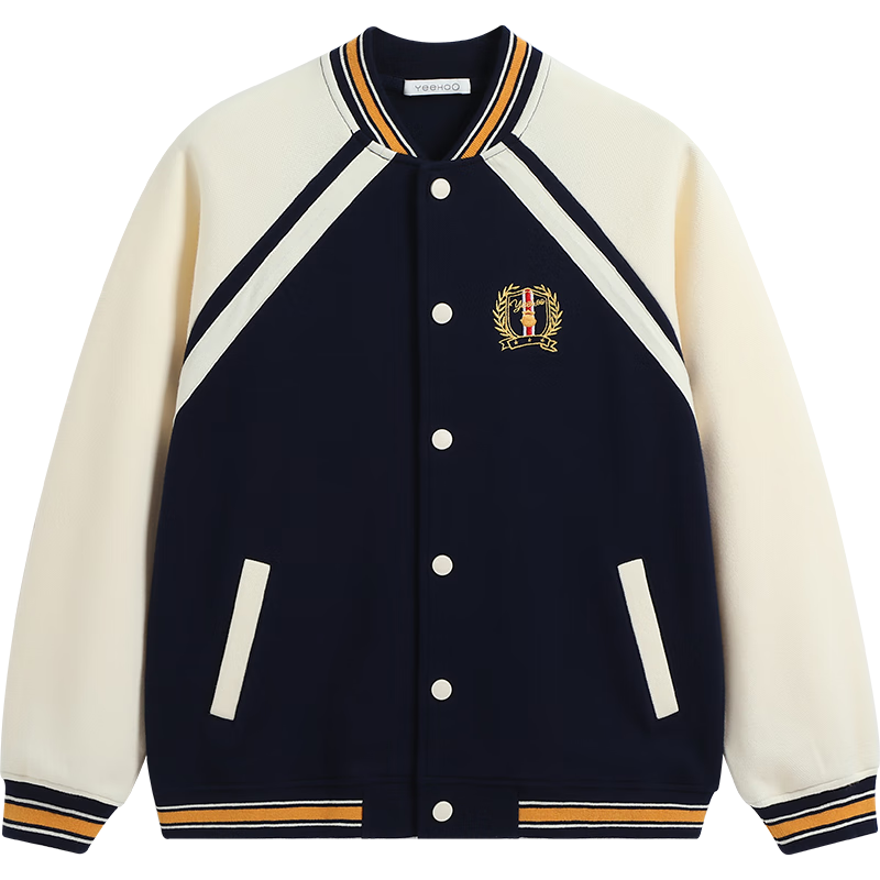 YEEHOO Boys' Jacket, Children's Baseball Uniform, Big Kids' Sweatshirt, Preppy Style Cool Sportswear Autumn Wear, Blue, Size 140