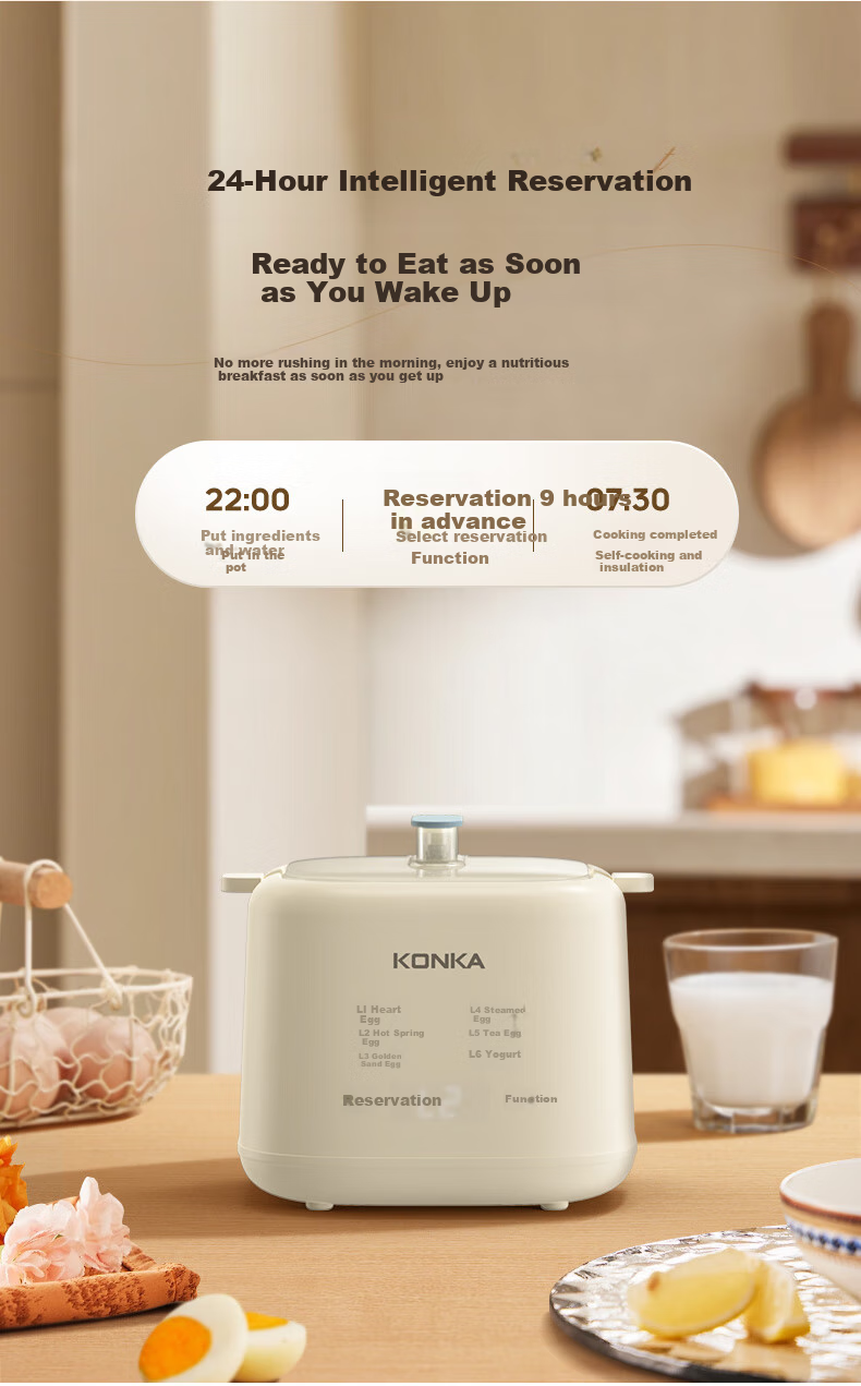 KONKA Egg Cooker, Compact Multifunctional Mini Electric Steamer, Single And Double Layer Breakfast Maker, All-In Egg Custard Machine for One Person, Home Steamer KZDQ-0303 11