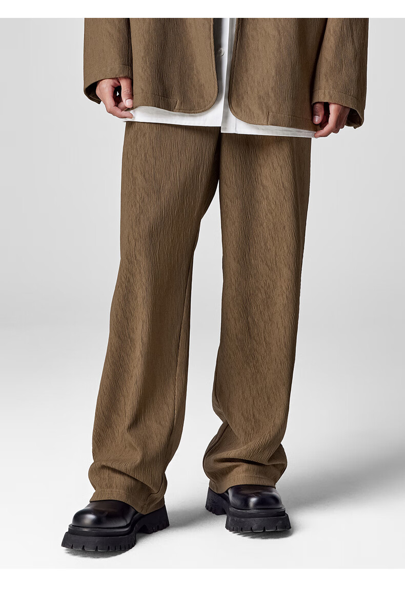 BODYDREAM Men's Casual New Draped Straight-Leg Textured Wide-Leg Wilderness Melard Trousers 15