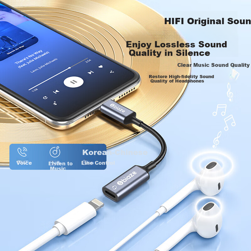 BIAZE Compatible with Apple IPhone 17/16/15 ProMax Adapter, Type-C to Lightning Earphone Converter, IPad Air Compatible for Music/Phone Calls, Mobile Phone And Tablet