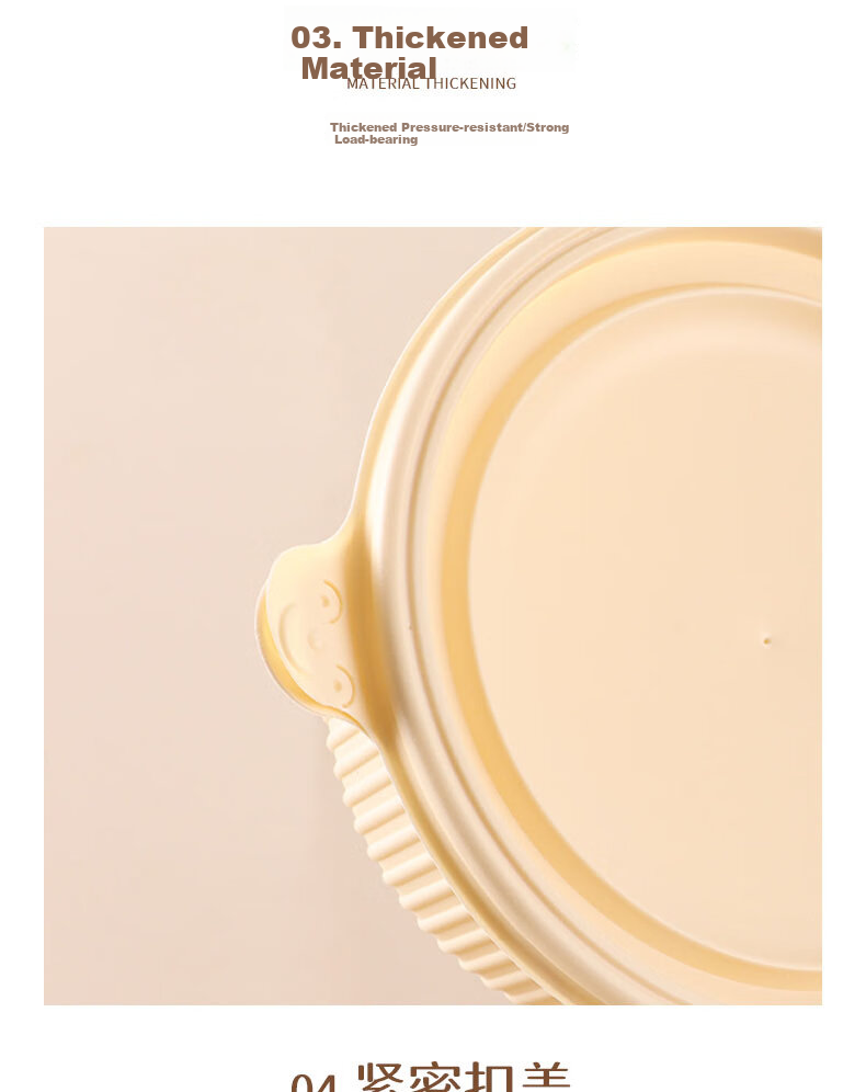 BJ Disposable Biodegradable Corn Starch Round Food Containers, 350*50 Set, Microwave-Safe Food-Grade Takeout Boxes 4