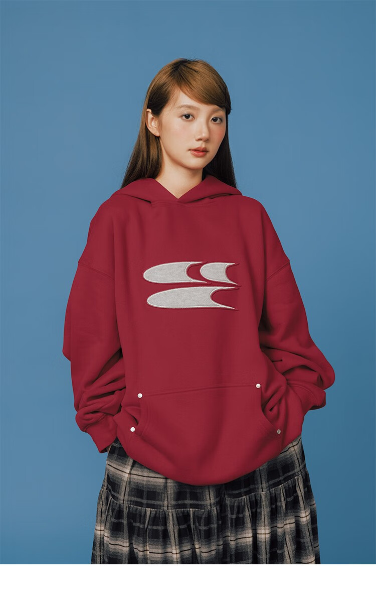 Crying Center Blue Wool Layered 3C Logo Fleece Sweatshirt Deep Blue S [Wen Qi Same Style] 5
