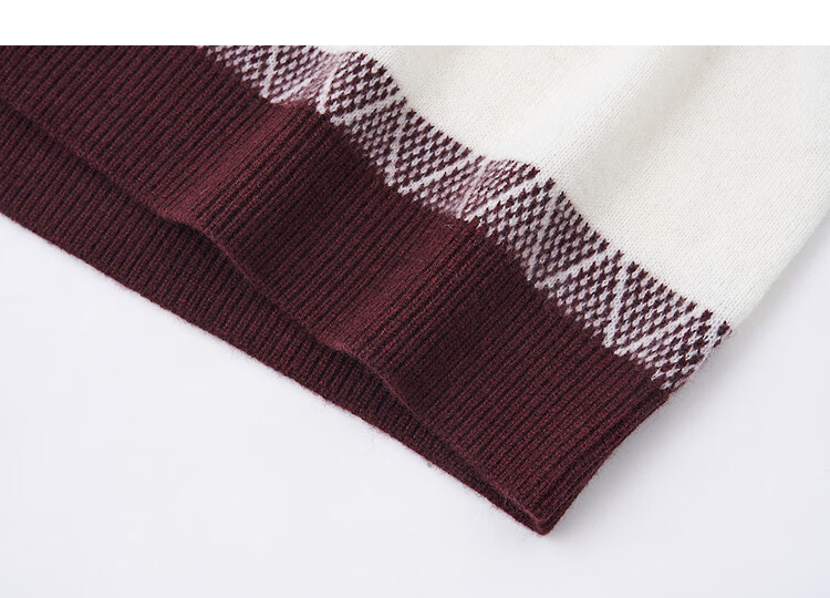 Demana 100% Merino Wool Autumn Plush Brushed Jacquard Knit Sweater with Ribbed Cuffs for Women 3