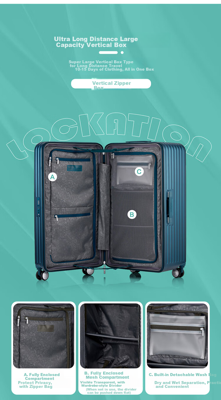 AMERICAN TOURISTER Luggage, 20-Inch Trolley Suitcase, Shock-Absorbing Brakes, Travel Case, Silver Color, QI9 Combination Lock Suitcase 6