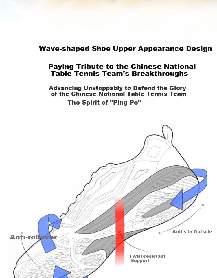 Li-Ning Table Tennis Shoes for Men And Women, National Team Training Style, Breathable Professional Tendon Color Sole Table Tennis Sports Shoes, White Gold 39.5 6