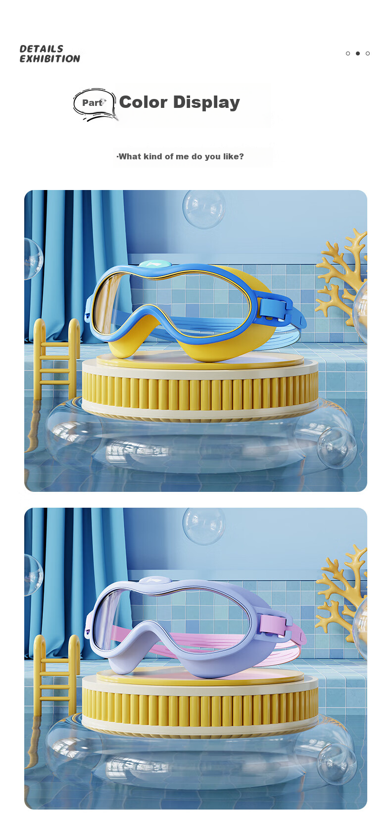 Li-Ning Children's Swimming Goggles for Boys And Girls, Waterproof Anti-Fog Swim Glasses, Kids' Diving Protective Goggles LSJR700-1 Ice Lake Blue 9