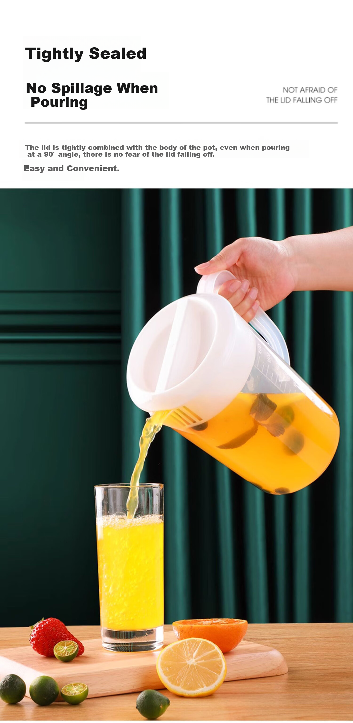 MENGTING Cold Water Pitcher, Heat-Resistant with Filter, Large Capacity Refrigerator Water Jug, Plastic Household Cold Boiled Water Pitcher for Fruit Tea, 2L 3