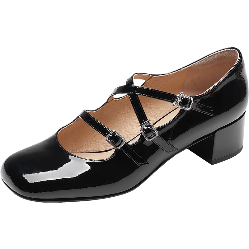 Le Saunda 2026 Spring New Commuter Chunky Heel Genuine Leather Mary Jane Shoes for Women New Year 6T40002 Starry Black BKP34