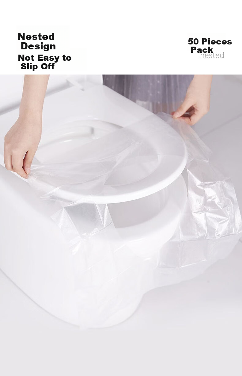 NOLANSEND Disposable Toilet Seat Covers, PO Film Insertable Toilet Seat Pads, Waterproof And Hygienic for Hotels And Travel, Pack of 50 7