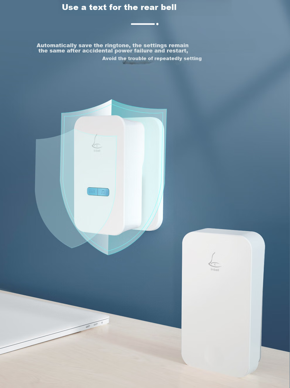 Linptech Wireless Doorbell G4, Home Use, No Battery Required, Self-Powered, No Wiring Needed, Waterproof, Elderly Call Button, One-To 15