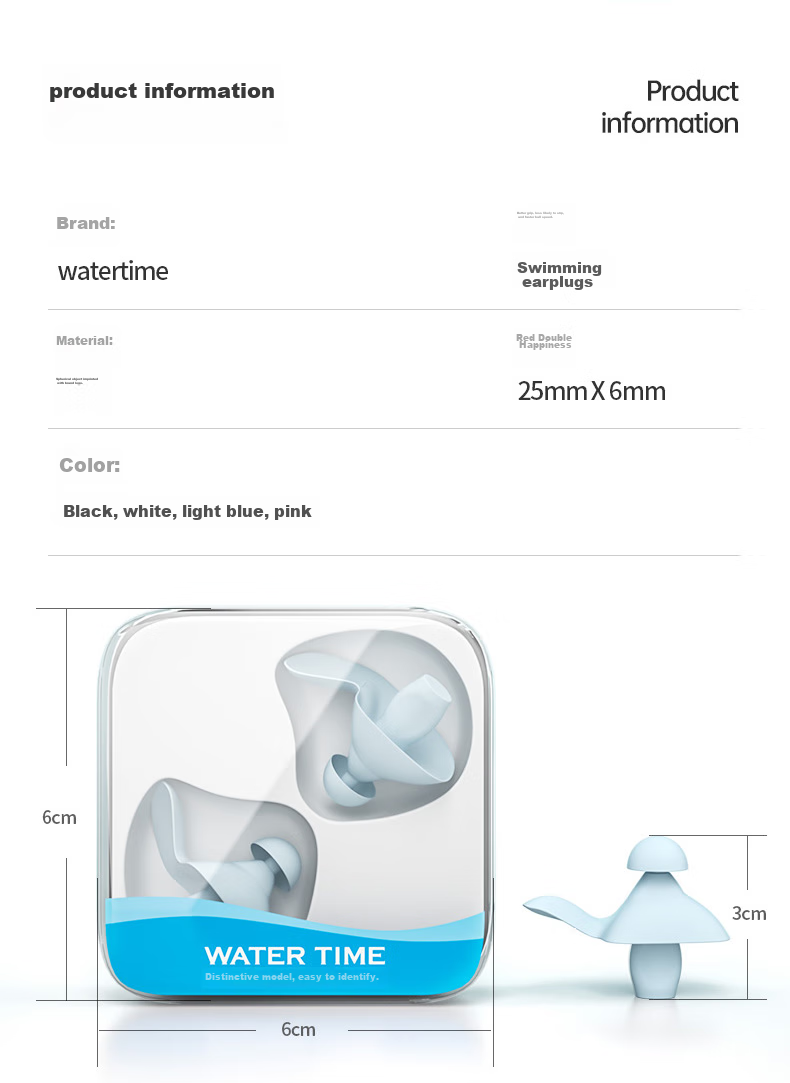 WATERTIME / Shuichuan Swimming Earplugs Waterproof Professional Children And Adults Anti-Inflammatory Diving Anti-Ingress Device Swimming Equipment Blue 9