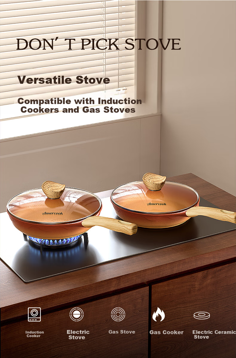 Amercook Non-Stick Cast Iron Skillet for Frying, Eggs, Steak, And Pancakes, Compatible with Gas And Induction Stoves 21