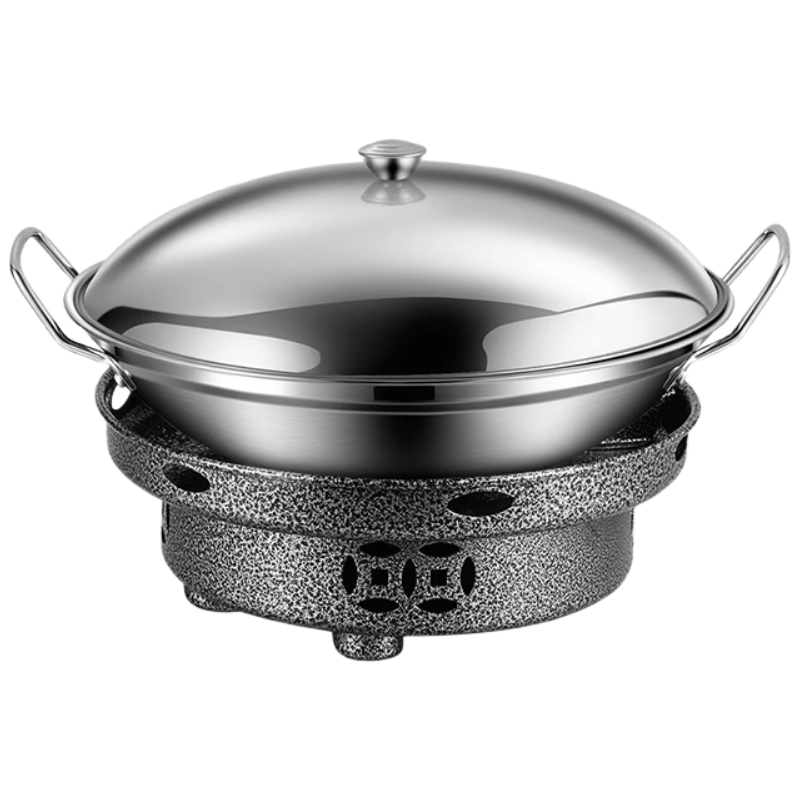Deming Dry Pot Mini Hot Pot Household Windproof Special Alcohol Stove Solid Alcohol Thickened Stainless Steel Small Pot with Lid