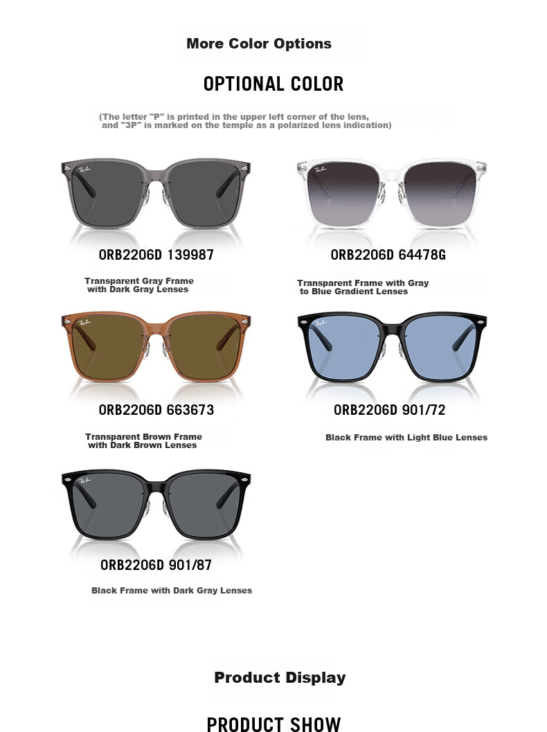RayBan Sunglasses for Men And Women, Outdoor Travel Driving Glasses 0RB2206D 2