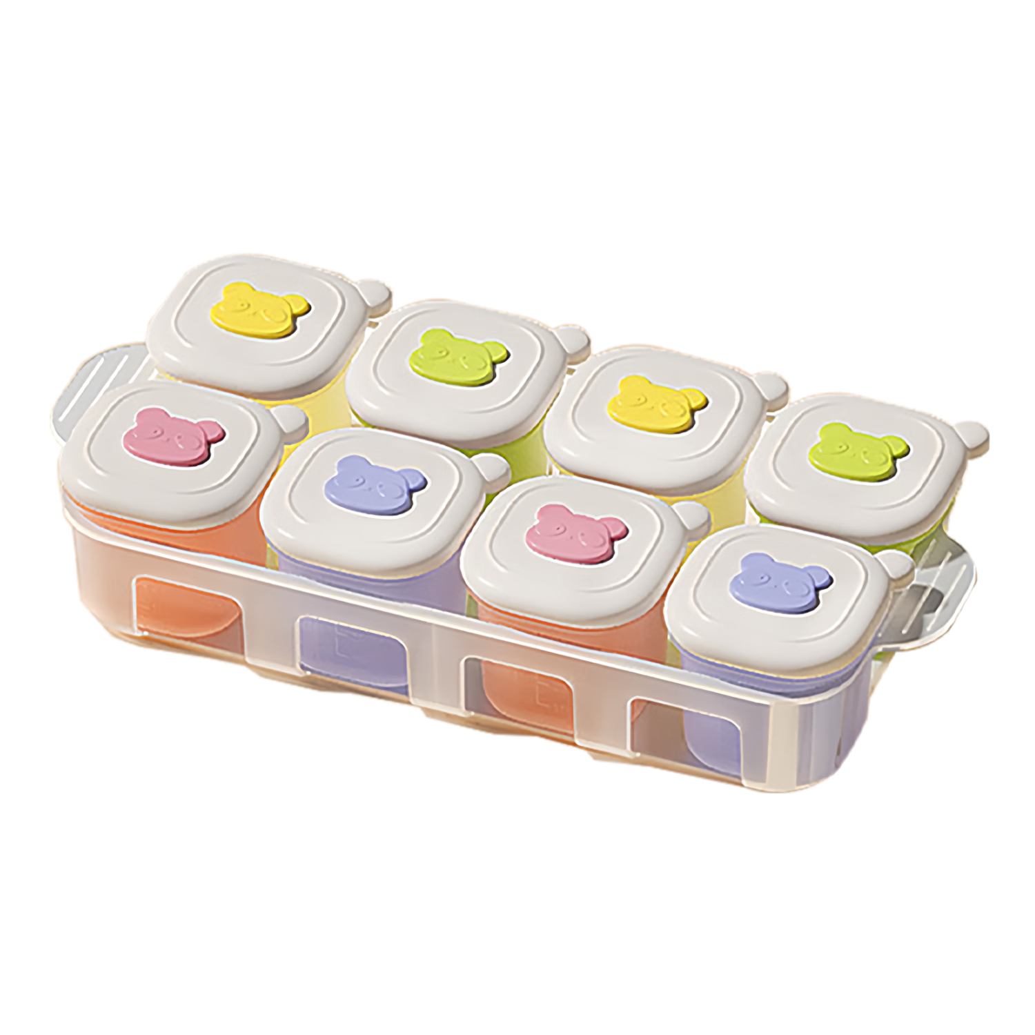 DOCTOR MA Baby Food Storage Containers, Silicone Individually Portioned Boxes with Freezer Compartments, Food Preservation Containers, Steaming Molds, Set of 8