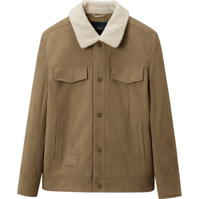HLA Jacket for Men, Zeng Shunxi's Style, Corduroy Lapel Thick Warm Coat for Men in Winter
