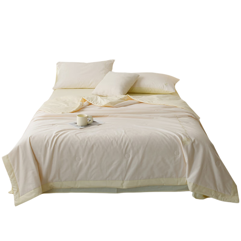 Grace 7A Antibacterial Quilt, Single Summer Comforter, Air Conditioning Quilt, Summer Cool Quilt, 150*200cm, Off-White And Beige
