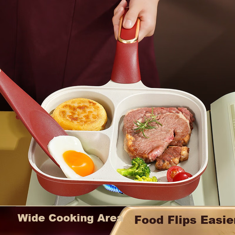 SSN Three-In Breakfast Pan, Deep Frying Egg Pan, Egg Frying Tool, Breakfast Griddle, Egg Burger Pan, Pancake Pan, Egg Hamburger Pa 2