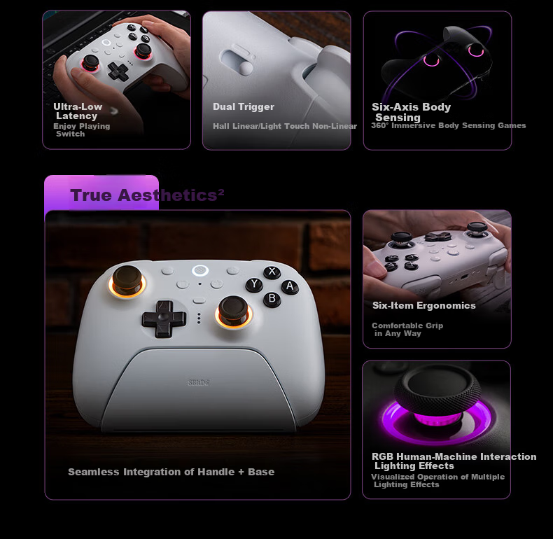 8BitDo Lie 2 True Wireless NS Version Game Controller Switch2 Dual Triggers Ns2 TMR Joystick Three-Mode PC Computer Steam The Legend of Zelda: Breath of the Wild Pokemon Legends: Arceus 9