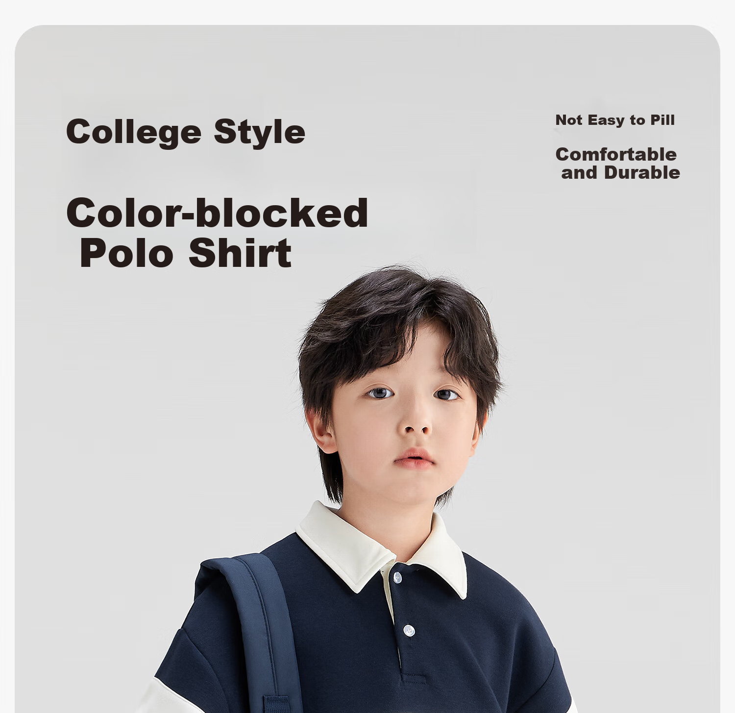 Zuoxi Boys' Polo Shirt Sweatshirt, 2026 New Trendy Children's Striped Color-Block Pullover, Navy Blue, Size 160 1