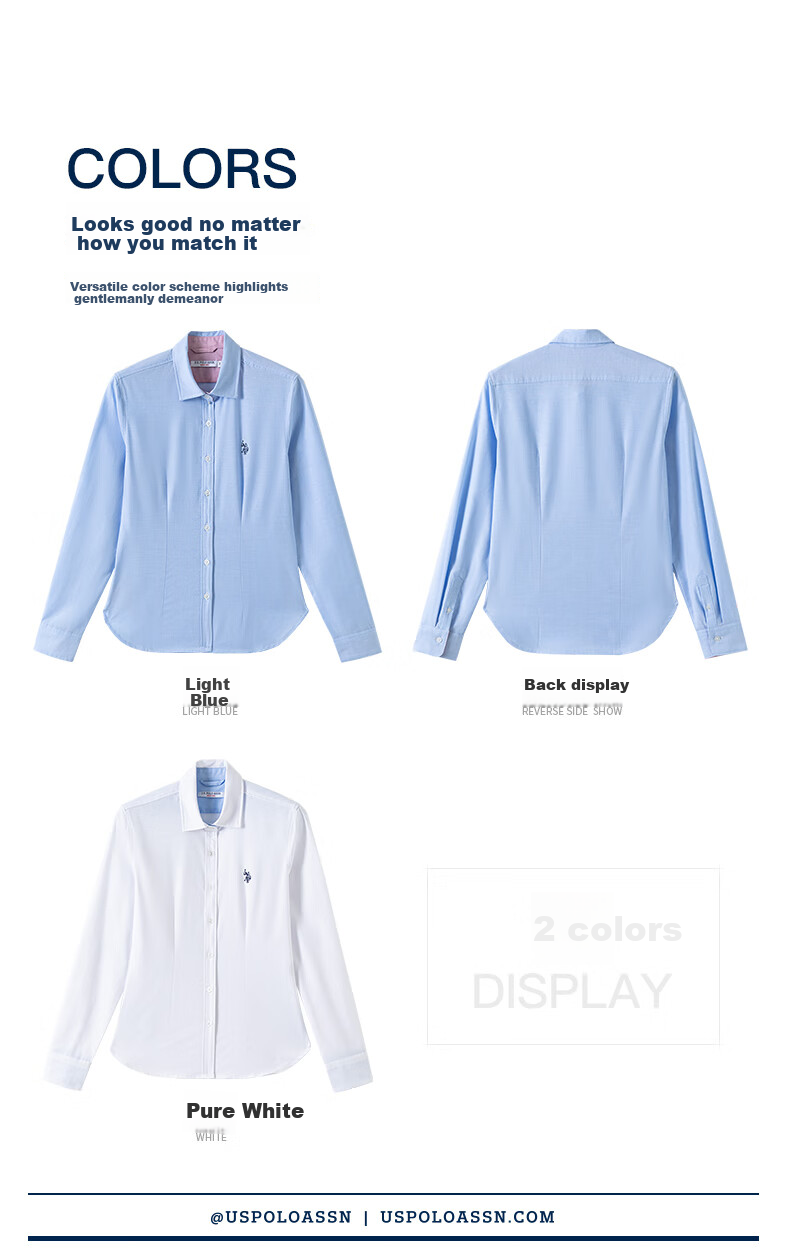 U.S. POLO ASSN. Women's Long-Sleeve Shirt, Casual, Dry, Breathable, Skin-Friendly, Crisp Top, Elegant, Commuter Blouse, Pure White, 2XL 3