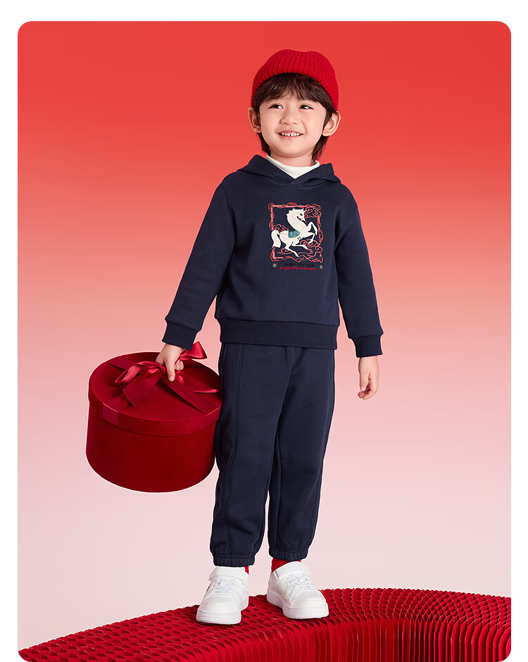 BALABALA Kids Clothing Children's Two-Piece Set Boys and Girls New Year 2025 Spring and Autumn Fleece Lined Outfit Pants Toddler Clothes 4