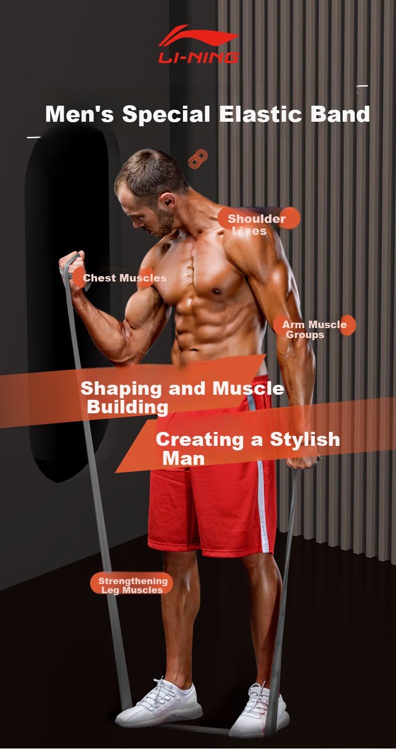 Li-Ning Elastic Resistance Band for Fitness Back Exercises, Chest Muscle Training, Strength Training, Warm-Up And Stretching, 25 Pounds 1