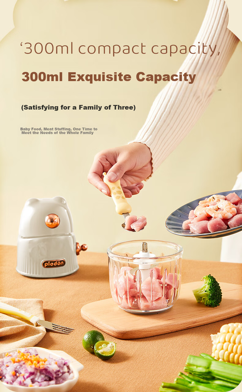 PLODON Baby Food Processor, Infant Feeding Tool Grinder And Mixer, Dual Cups for Raw And Cooked Foods 8