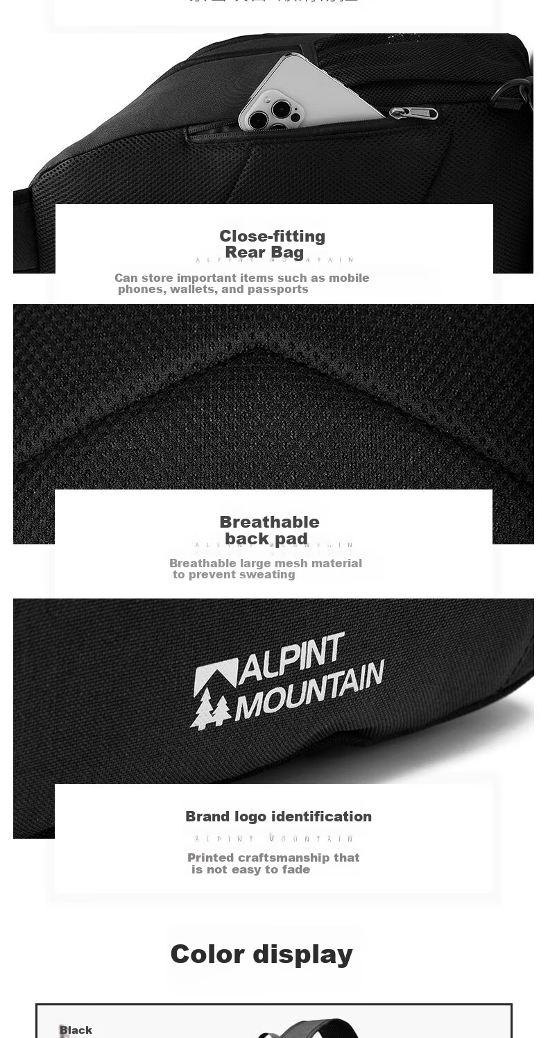 ALPINT MOUNTAIN Er'mengdu 12L Commuter Crossbody Bag, Large Capacity Chest Bag, Sports Outdoor Hiking Cycling Pack, Trekking Backpack for Me 9
