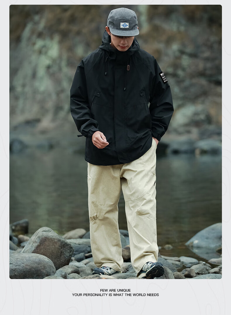 Warrior Men's Hooded Single-Layer Waterproof Jacket for Spring And Autumn, Couples' Outdoor Hiking Mountaineering Sportswear Coat 224 7