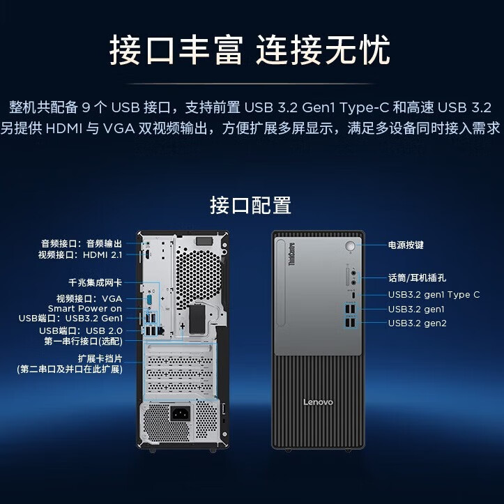 Настольный компьютер ThinkCentre P600, Intel Core i5-13420H, 16 ГБ DDR5, 1 ТБ SSD, 23.8-дюймовый монитор, Windows 11 Home