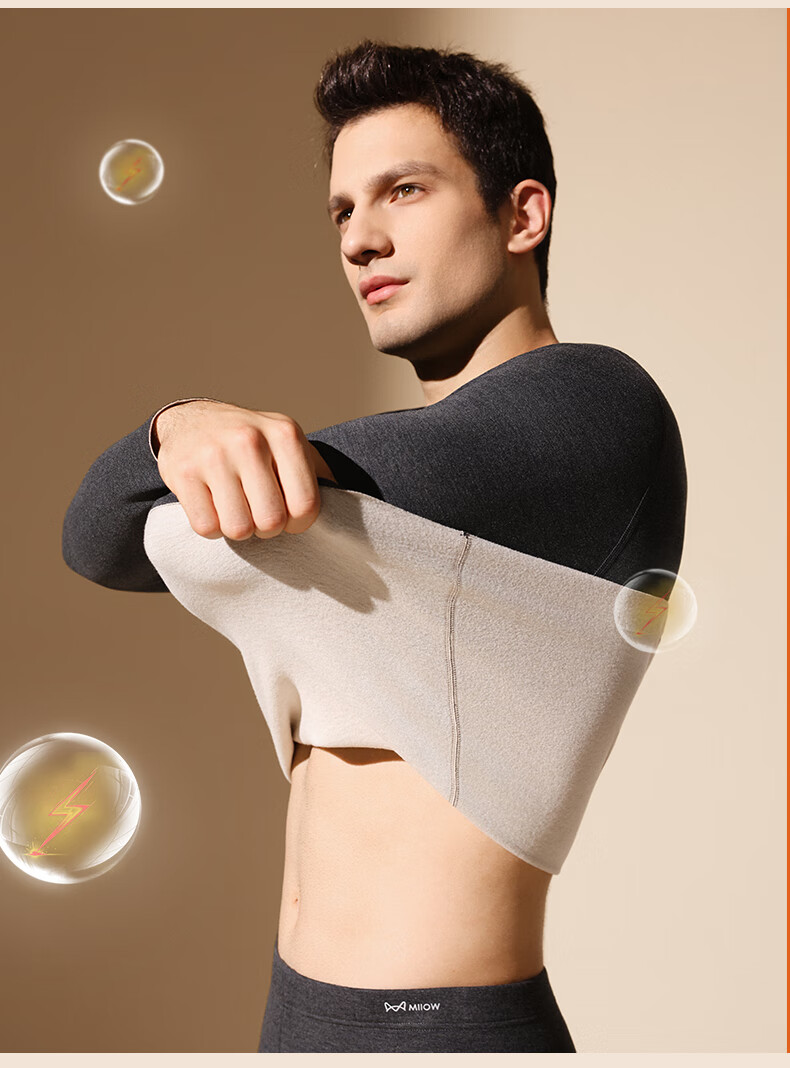 MiiOW Authentic Cashmere Thermal Men and Women Silk Heating Thickened Autumn Winter Cotton Wool Underwear Set 6