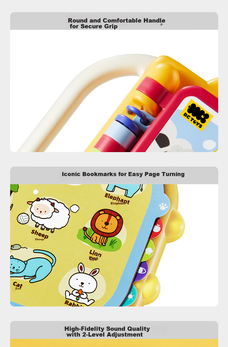Babycare &BCTOYS Bilingual Early Learning Toy Book, English Enlightenment Children's Early Education Machine, Electronic Audio Book for Ages 1-3 - Yellow 6