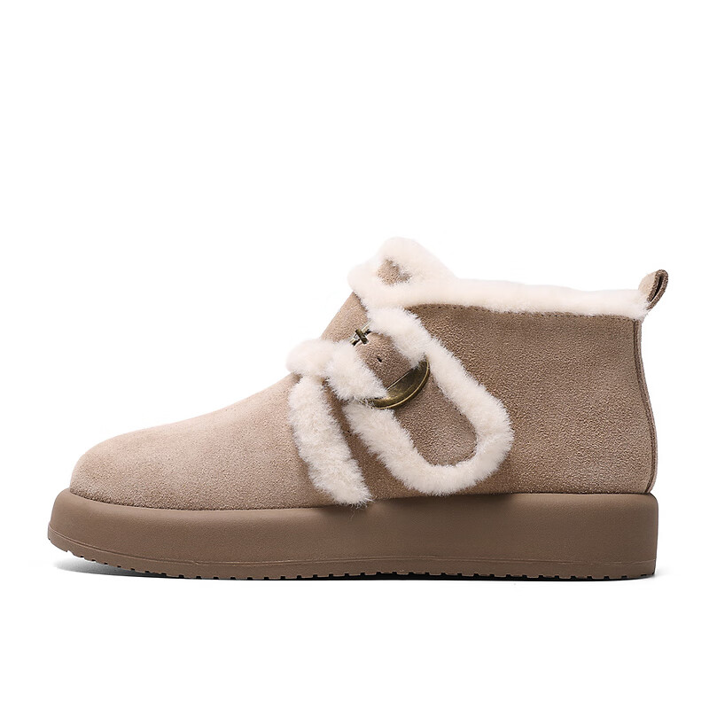 SENDA Women's Winter Snow Boots Warm Fleece Short Boots XLG01DD4 Khaki Size 37