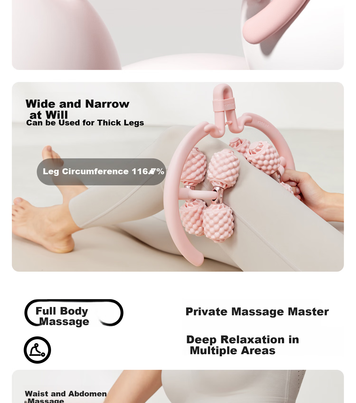 Yottoy 8-Wheel Circular Leg Massager Roller, Muscle Relaxation Professional Thigh And Calf Slimming Wheel, Multifunctional 14